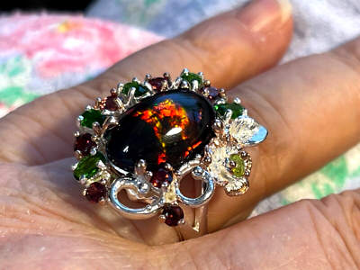 Fire opal and garnet ring clearance