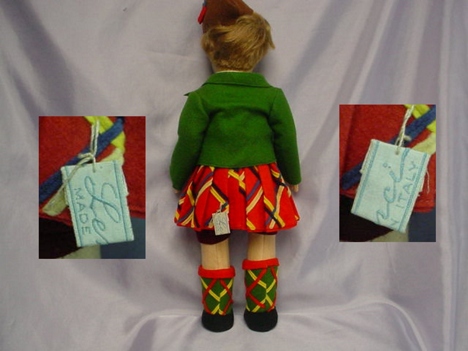 Italian 1930's LENCI Cloth Scottish Boy Doll Tagged Outfit 14