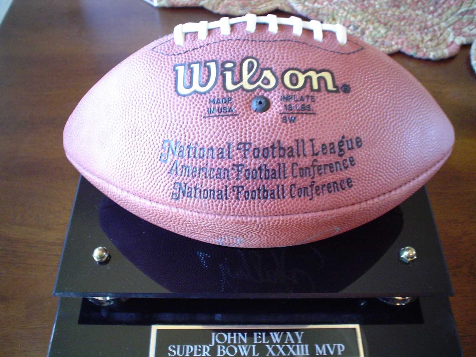 John Elway NFL Broncos Signed Super Bowl XXXIII Football MVP