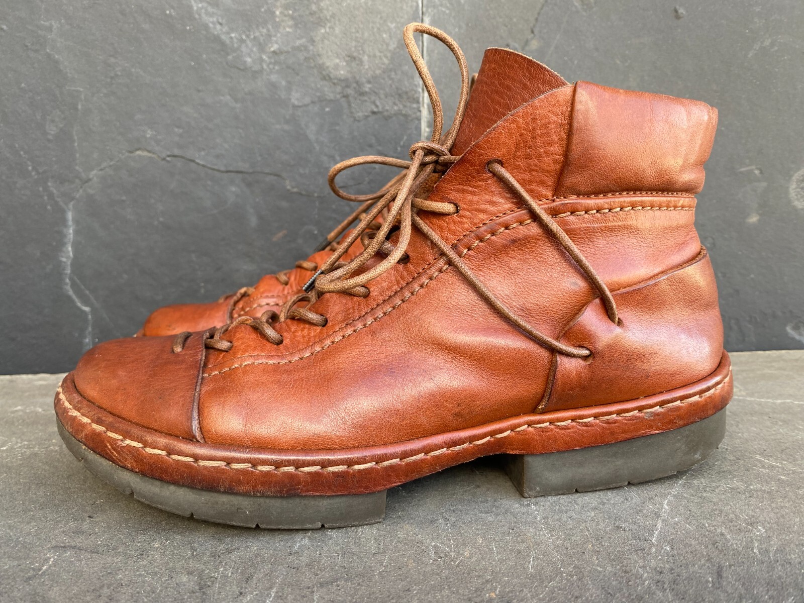 Trippen Ankle Rare Brown Leather Women's Lace Up Chunky Sole Trippen Ankle Rare Brown Leather Women's Lace Up Chunky Sole