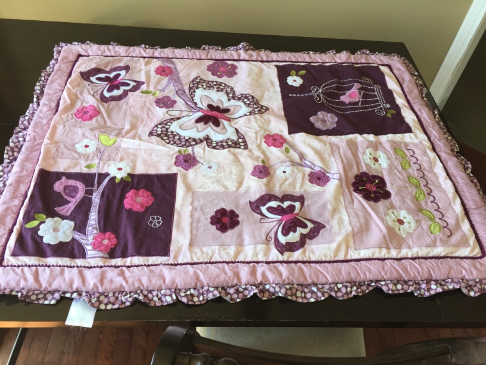 Lambs And Ivy Plum Purple pink Butterfly Bird Crib Bedding Set