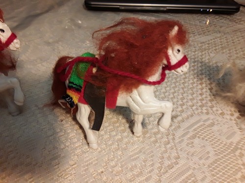 Vintage Plastic Toy Saddled Horses-Made in Mexico Lot of 4