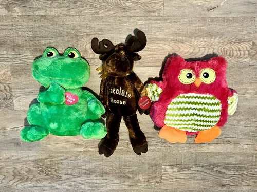 Dan Dee Collector's Choice Chocolate Moose, Pink Owl, Kiss Me Frog Lot