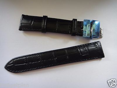 Genuine ORIS Classic Date 42mm Leather band.strap black #52011 & fold buckle