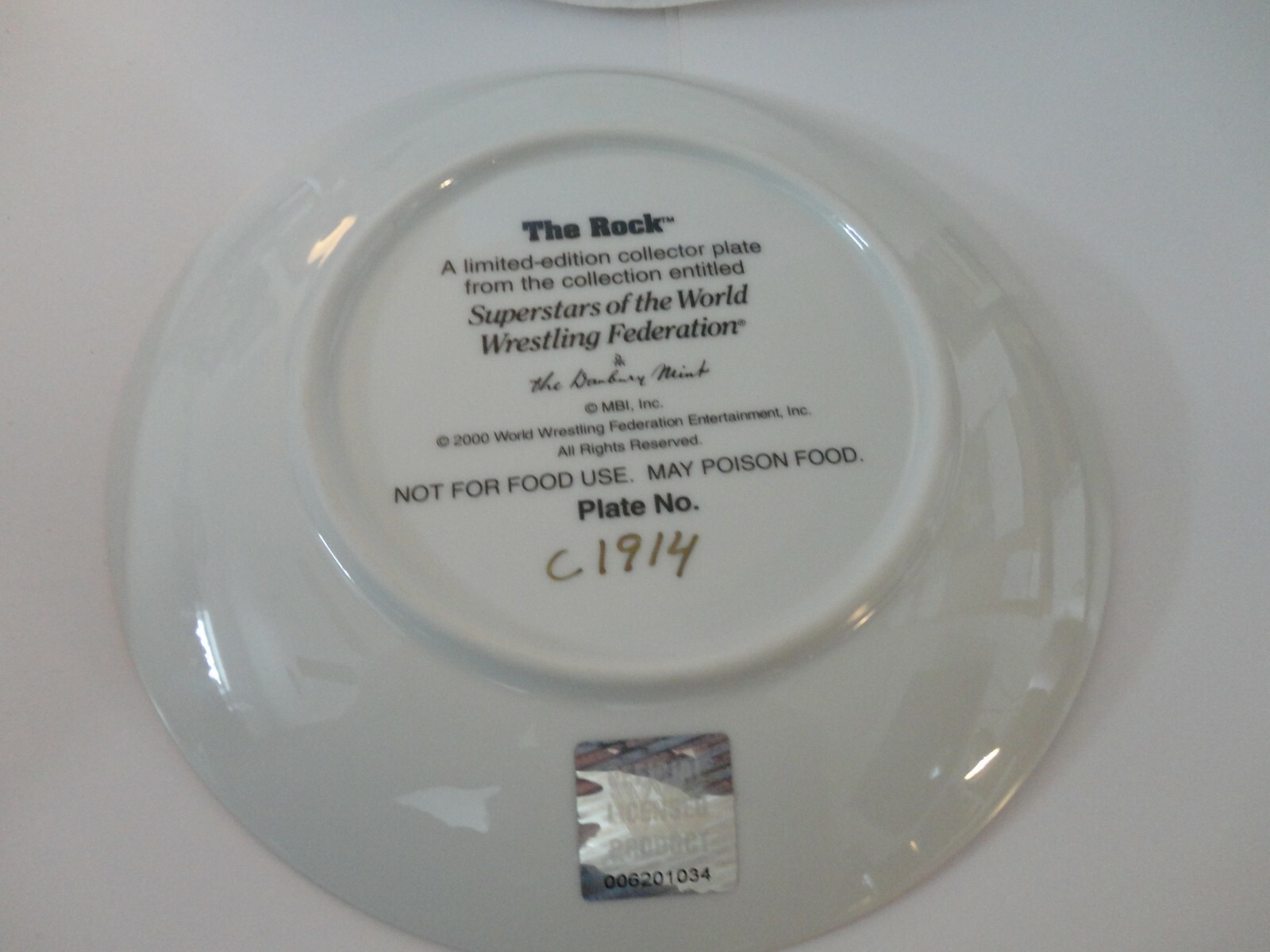 The Rock: Dwayne Johnson WWF Commemorative 8-inch plate by Danbury Mint