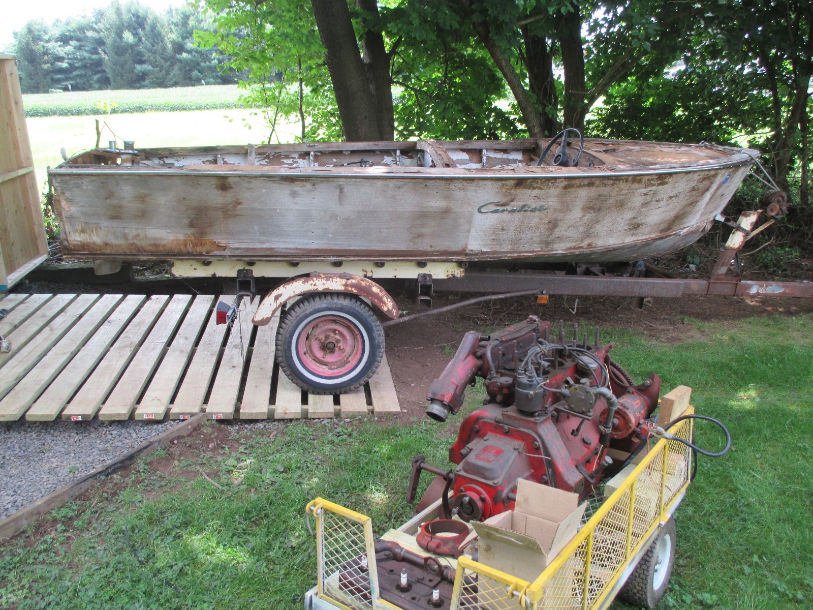 CHRIS CRAFT 15' INBOARD RUNABOUT ROUGH WITH 2 ENGINES GRAY SEA SCOUT & MODEL 70