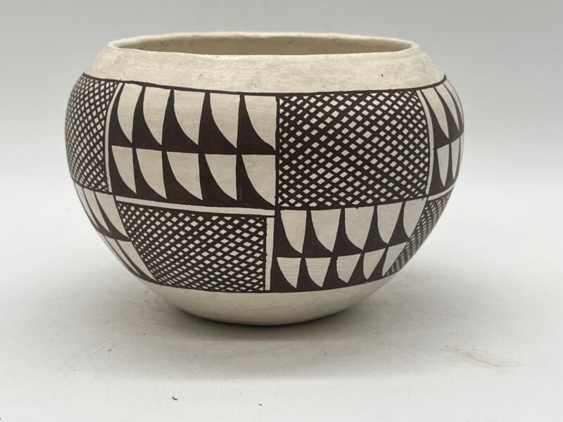 Vintage Native American Acoma Pottery Bowl Signed Acoma N Mex