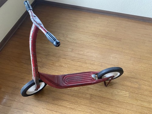 Vintage Original Radio Flyer Metal Push Scooter Red works Vintage Original Radio Flyer Metal Push Scooter Red works