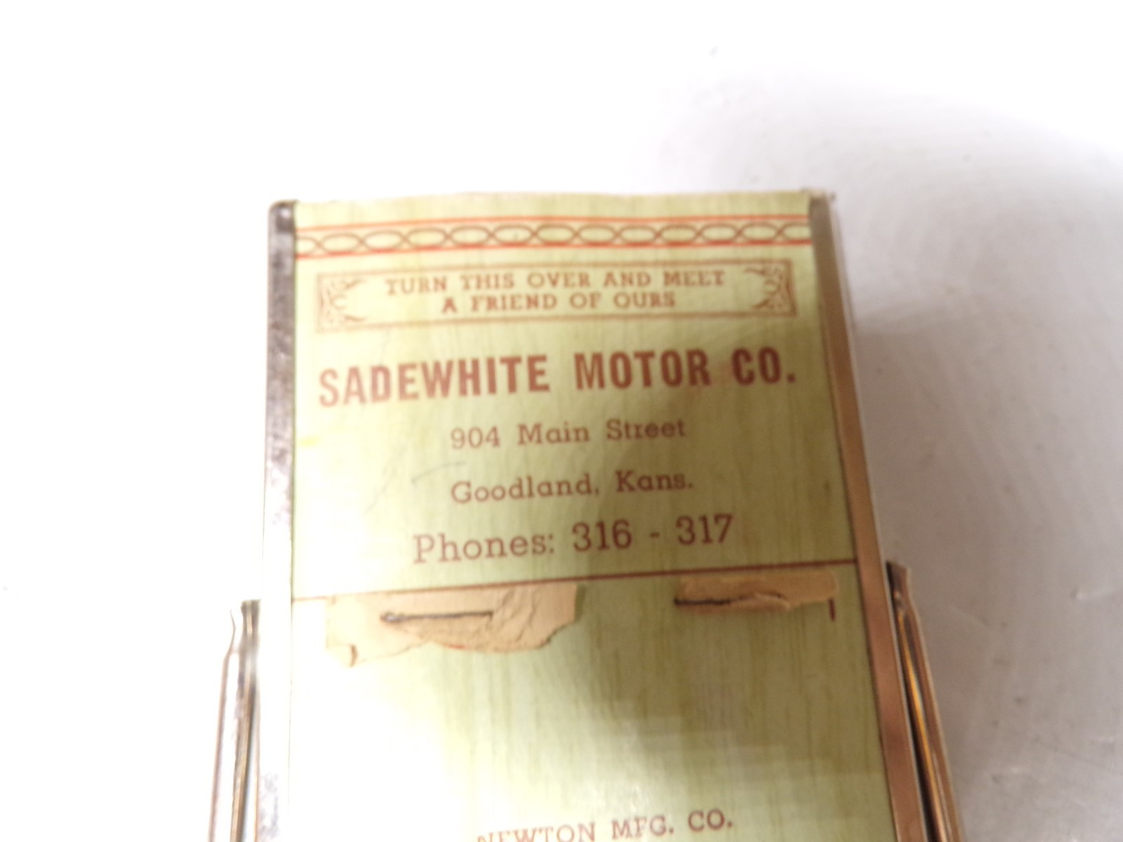 Old Advertising Desk Mirror Sadewhite Motor Co. Goodland Kansas