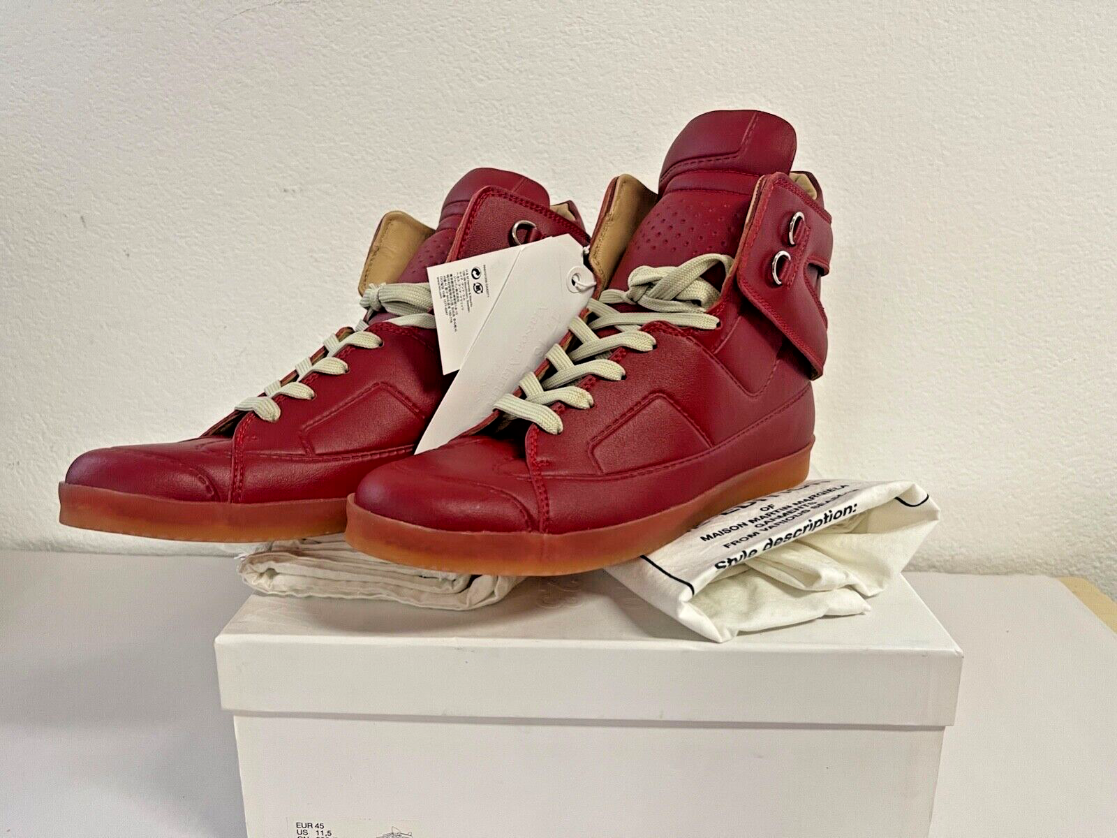 Scarpe da ginnastica alte Maison Martin Margiela rosse UOMO 11 5 NUOVE CON COPRISCATOLA eBay