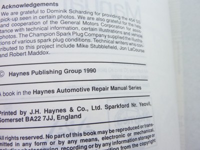 1988 1989 1990 CHEVY & GMC Pick-ups; full-size; 2/4WD V6 & V8 gas; repair manual