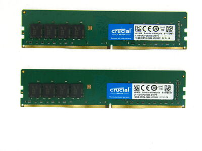 Crucial 32GB (16GBx2) PC4-21300 (DDR4-2666) Memory 2x