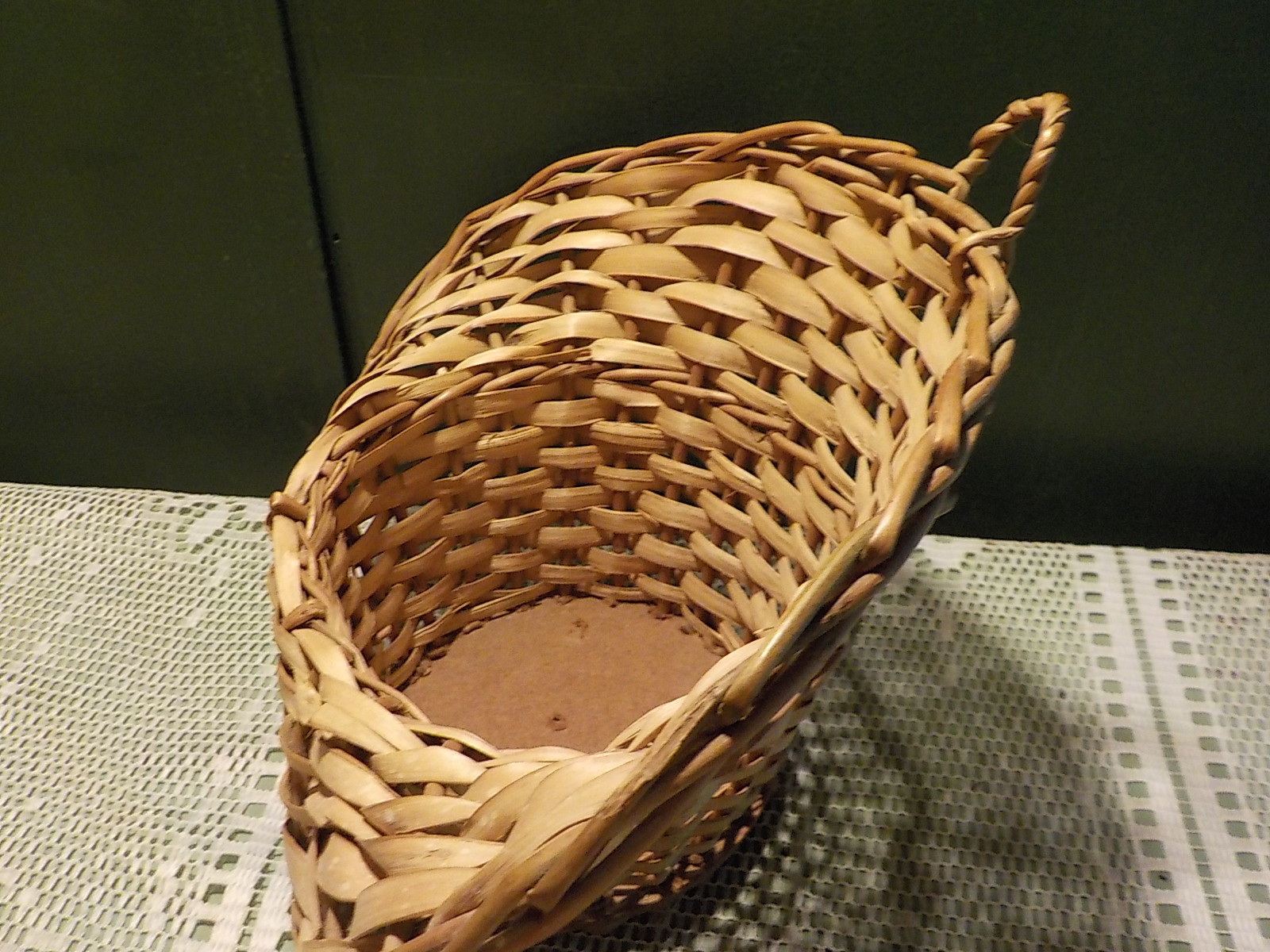 Vintage Wall Pocket Basket Planter Woven Wicker Rattan