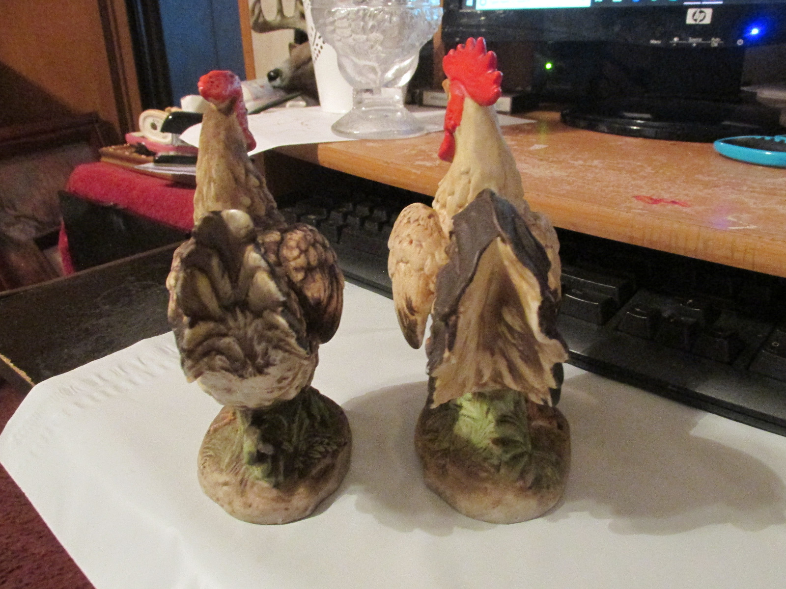 Vintage Porcelain Rooster & Hen Figurines Home Interiors HOMCO 1446
