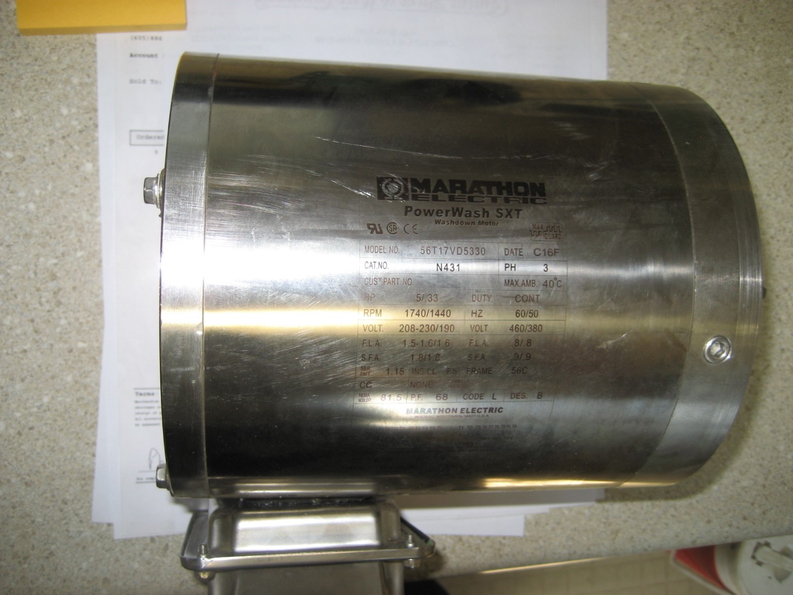 STAINLESS STEEL WASHDOWN POWERWASH SXT  MOTOR 12 HP MARATHON