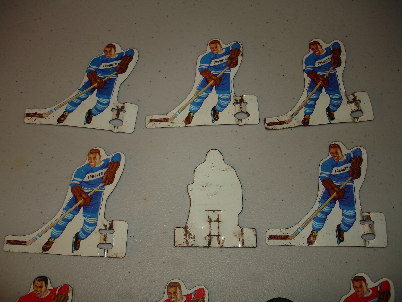 Vintage 1960's Tin Table Hockey Players - Montreal Canadiens+Toronto Maple Leafs