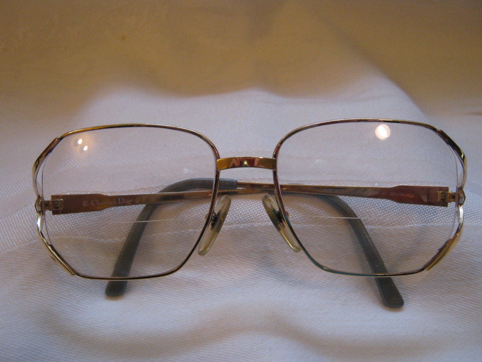 CHRISTIAN DIOR Vintage Women's Square Eyeglasses Gold Metal/Gray Frames Germany