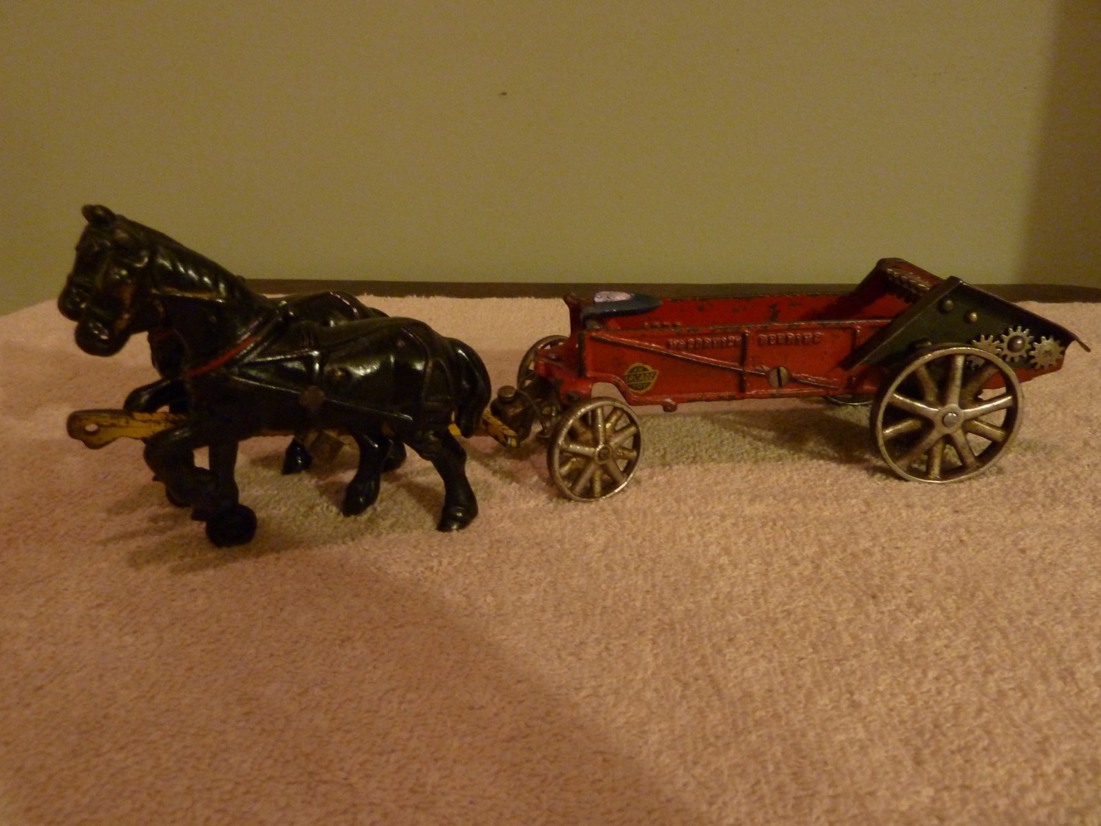 Arcade McCormick Deering Horse Drawn Spreader Nickel Wheels 14