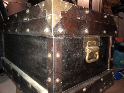 Beautiful Hand Made Antique 1800s Carpenters Tool Chest Trunk Lots Of Brass