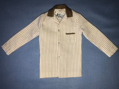 1961 Barbie Ken Sleeper Set Pajamas #781 Brown White Striped Shirt Pants Clock