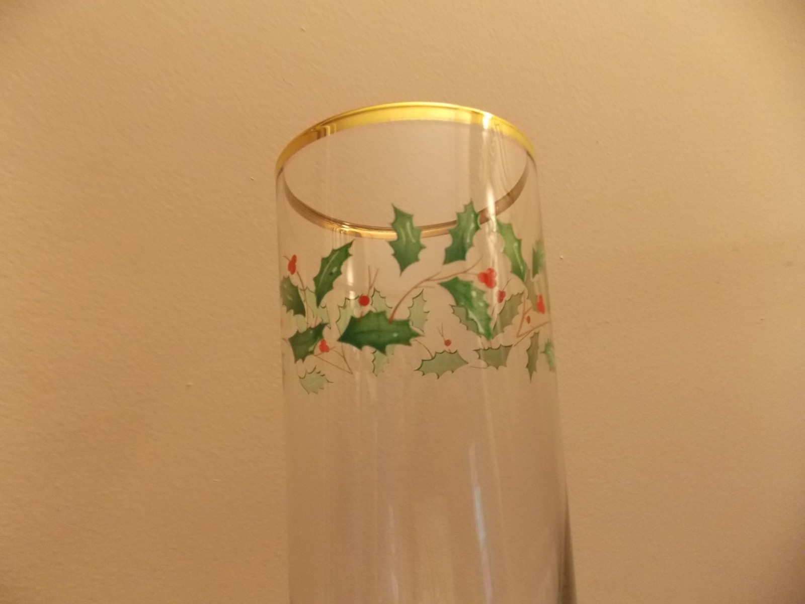 Set of 4 Lenox Holiday Water Highball Glasses 6 1/4