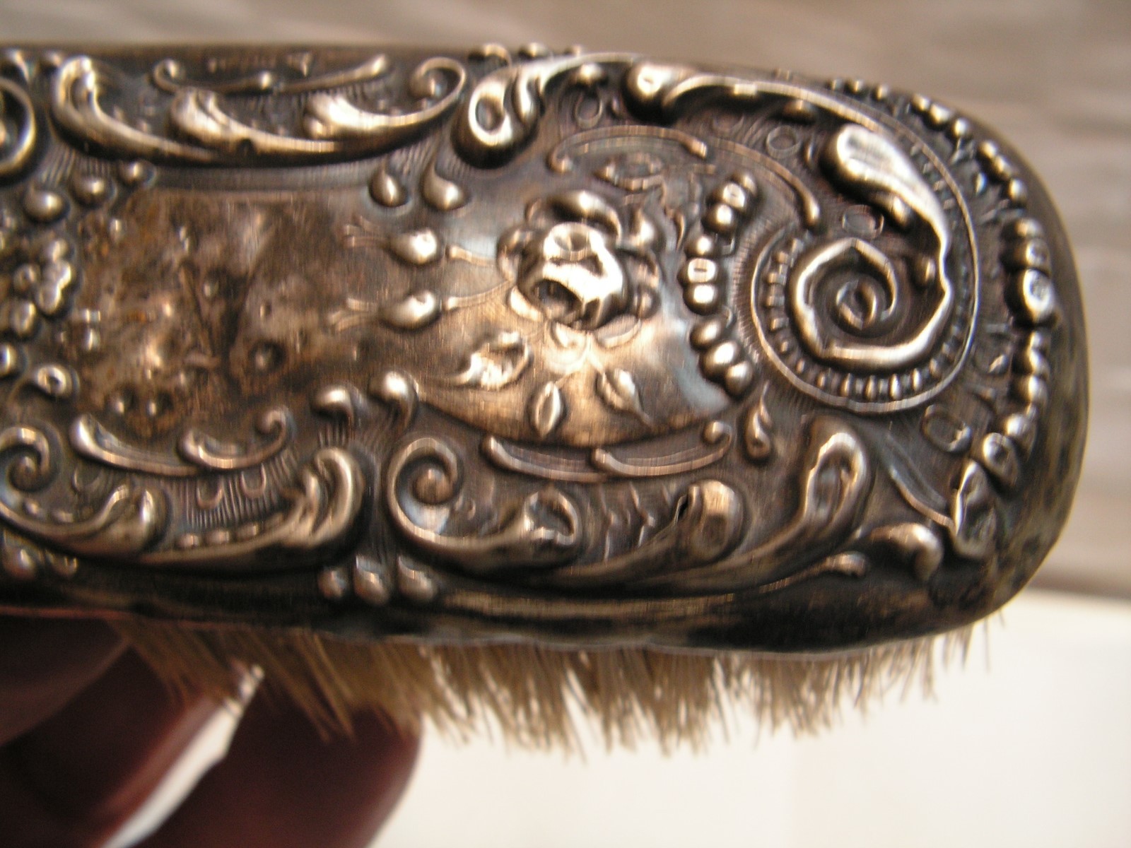 Vintage Sterling Silver  Handle Hand Clothes Brush 6 3/4