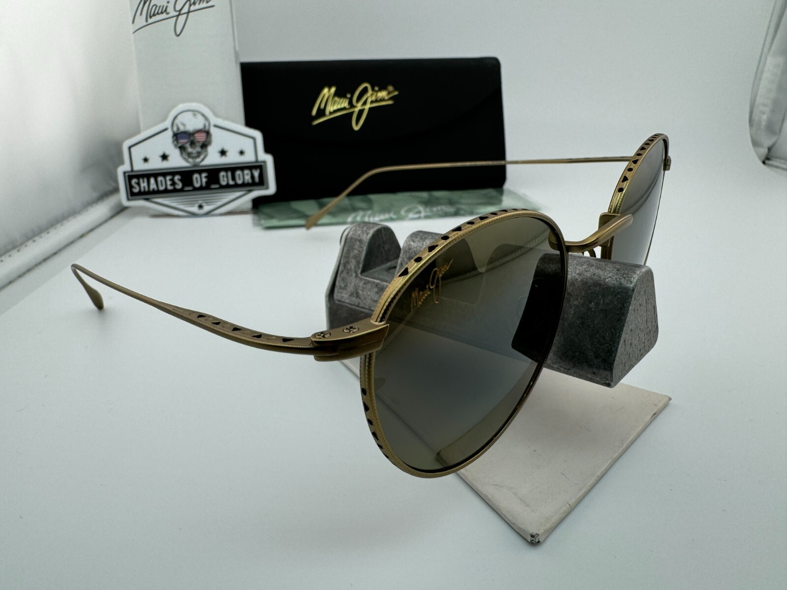Pre-owned Maui Jim North Star Mj 757-16m Gold W/ Hcl Bronze Polarized Round Sunglasses