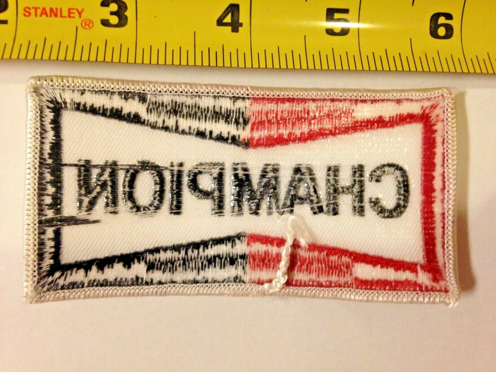 NEW 2 X 4 INCH CHAMPION SPARK PLUGS IRON ON PATCH