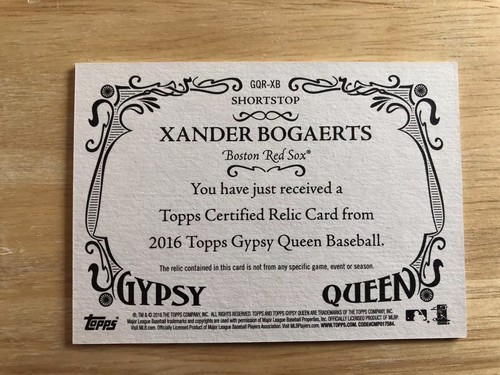 2016 Topps Gypsy Queen Xander Bogaerts Game Used Jersey