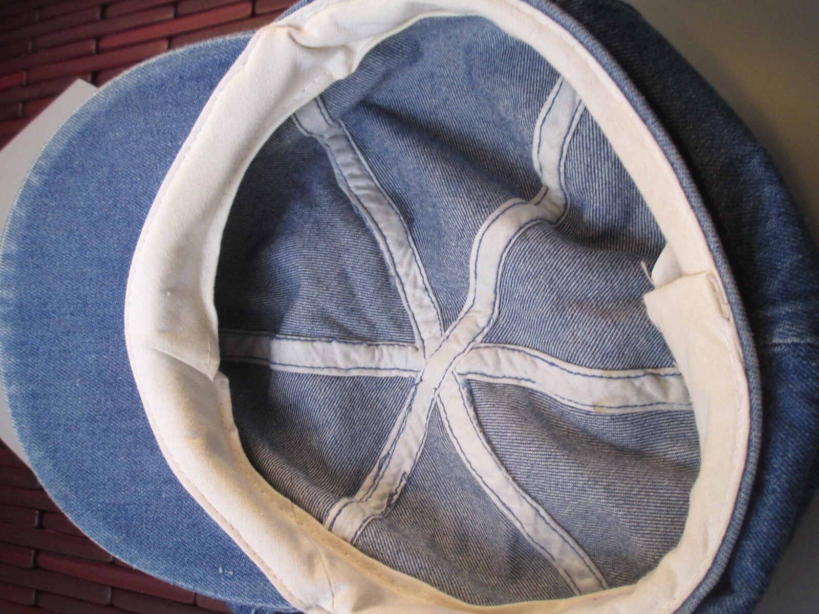 Genuine Vintage Cotton Denim Big Apple Fat Boy Disco Cap Hat 60's Retro Mod