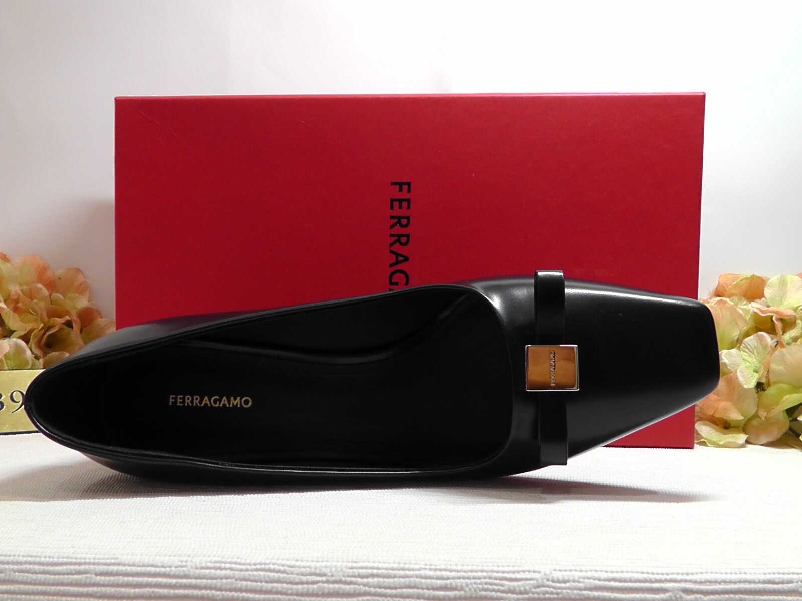 Pre-owned Ferragamo Black Leather Myra Bow Block Heel Pumps Size 9c $850nib