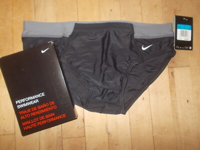 NIKE Men's PERFORMANCE Victory Colorblock Black/Gray Brief Swimwear Sz 36 