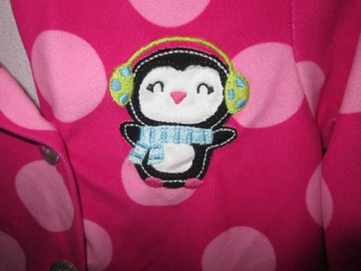 Carter's Toddler Sz 2T Pajamas Top Pants Pink Polka Dots Penguin Soft 2 Pc Warm