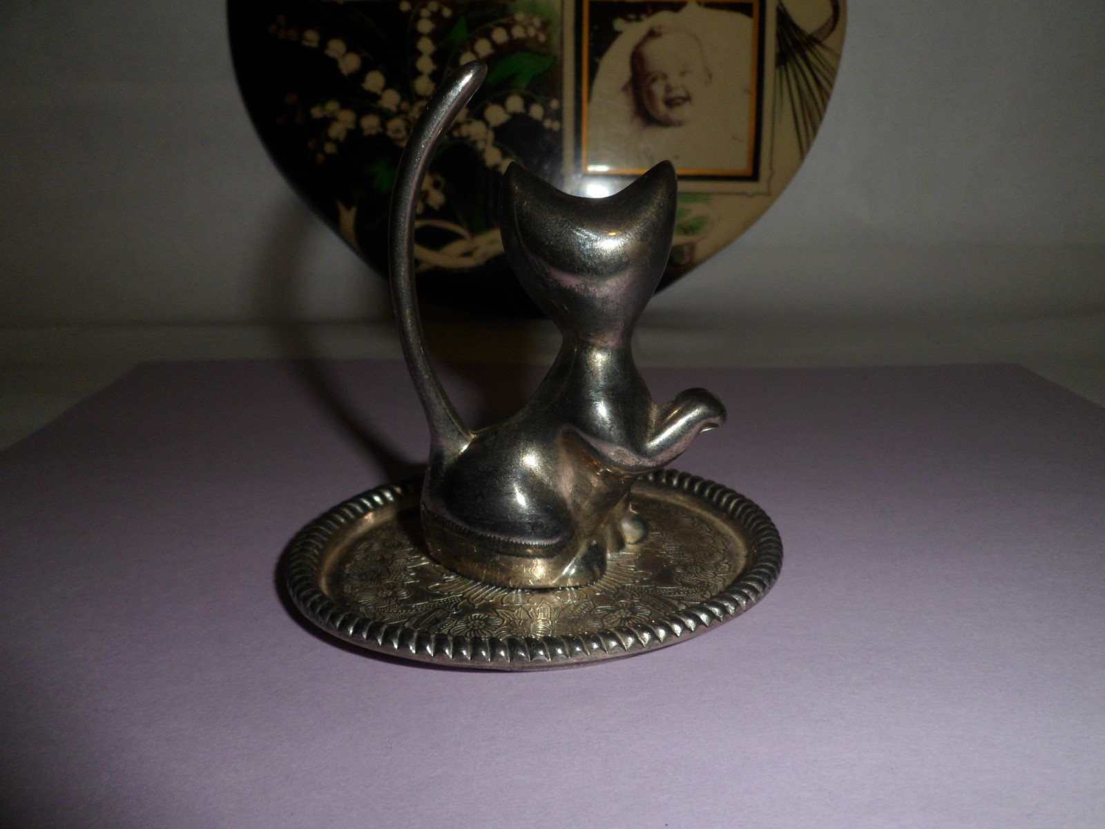 Cat Ring Holder Silverplate