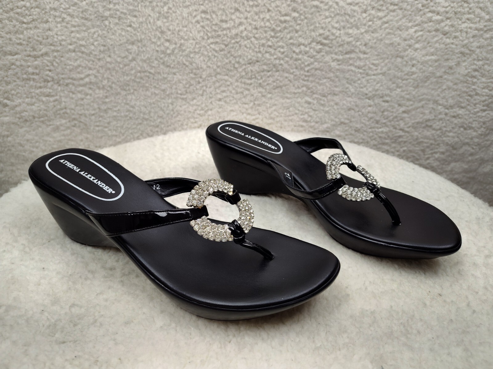 Athena Alexander Women Heels 12 Black Leather Slip On Casual