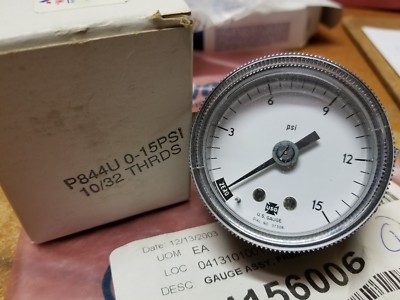 Ametek P844U Pressure Gauge 0-15PSI - 10/32 Threads **NEW** UIC C64156006 Gauge