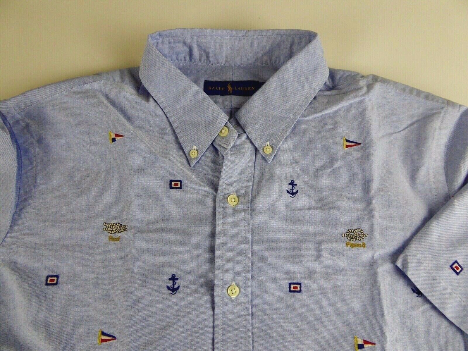 トップス RALPH LAUREN Men's RALPH LAUREN Light Blue Pinpoint Cotton Shirt XXL NWT