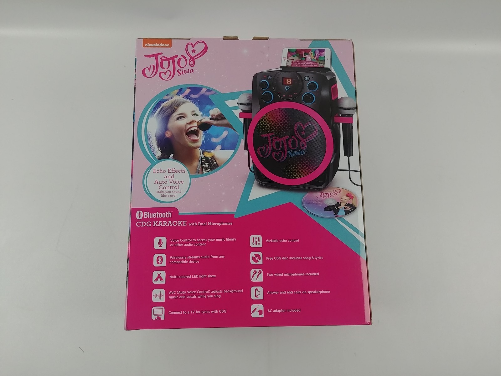 JOJO SIWA Black Karaoke Machine Nickelodeon Bluetooth w/ dual microphones New