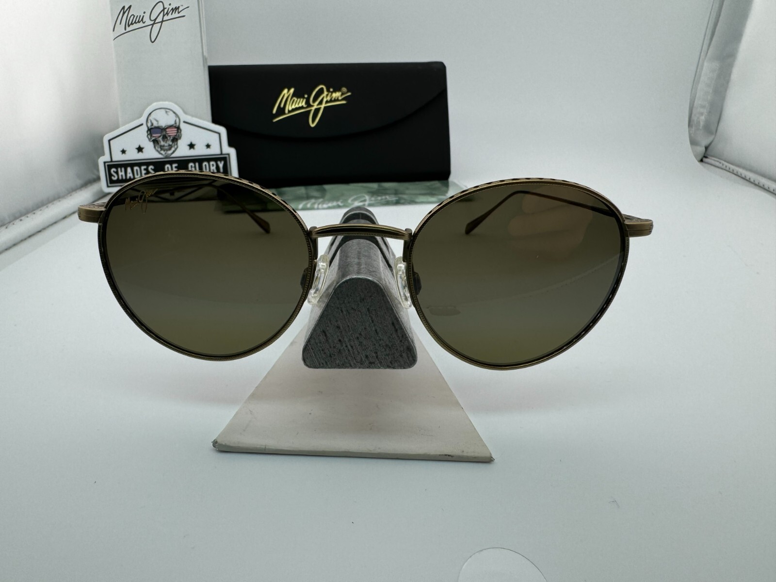 Pre-owned Maui Jim North Star Mj 757-16m Gold W/ Hcl Bronze Polarized Round Sunglasses