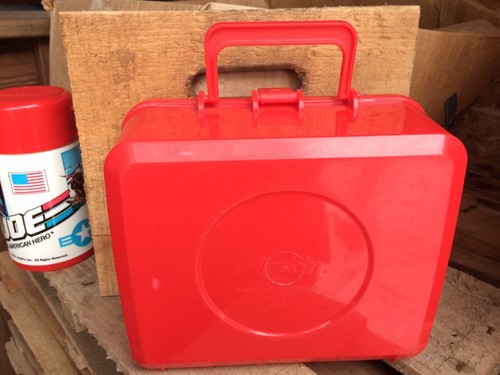 GI Joe Red Plastic Lunchbox (1990) and Thermos (1991) Hasbro, Aladdin Industries