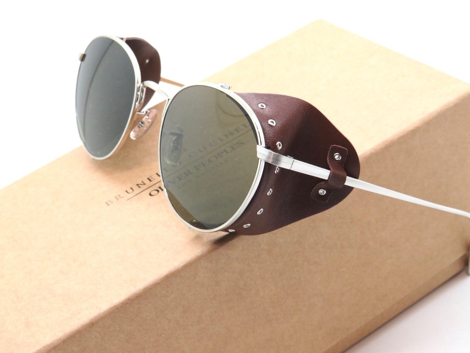 Pre-owned Oliver Peoples Brunello Cucinelli Ov1323sm 525452 Cesarino-l Silver Sunglasses In Green