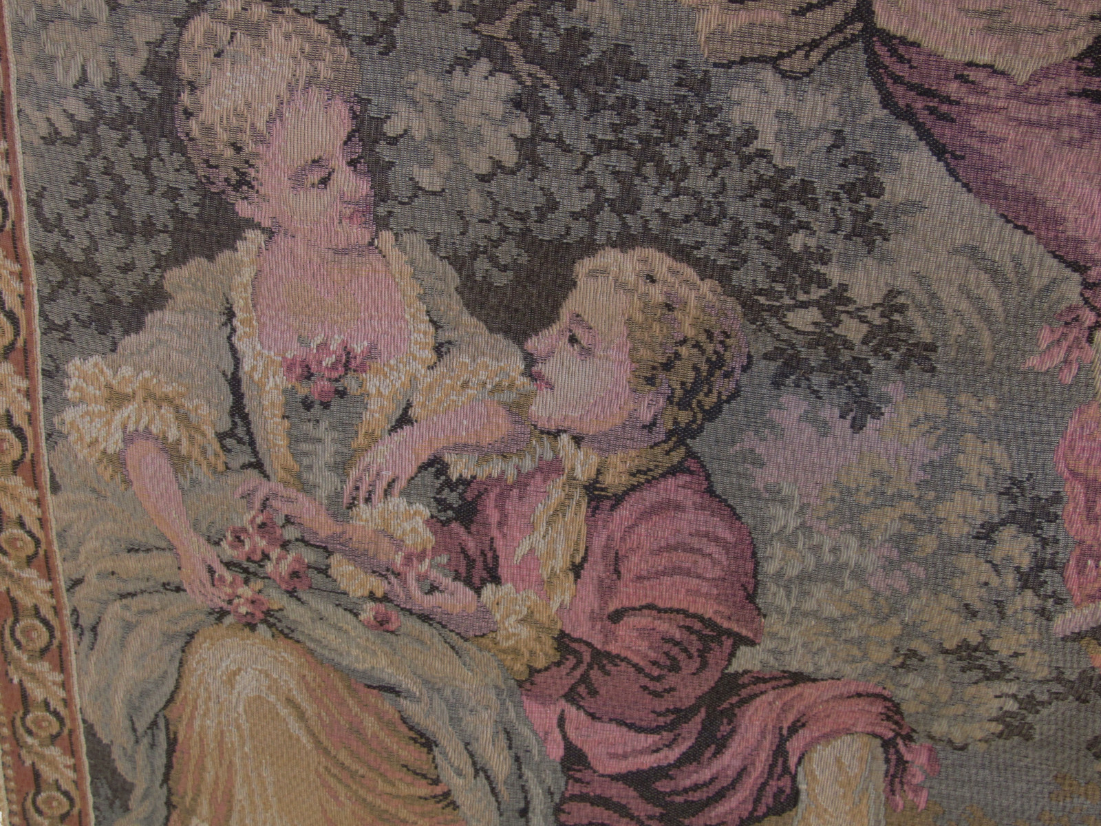 ANTIQUE BELGIUM VICTORIAN TAPESTRY ROMANCE COUPLES PROFESSIONAL BACKING FOR RODS