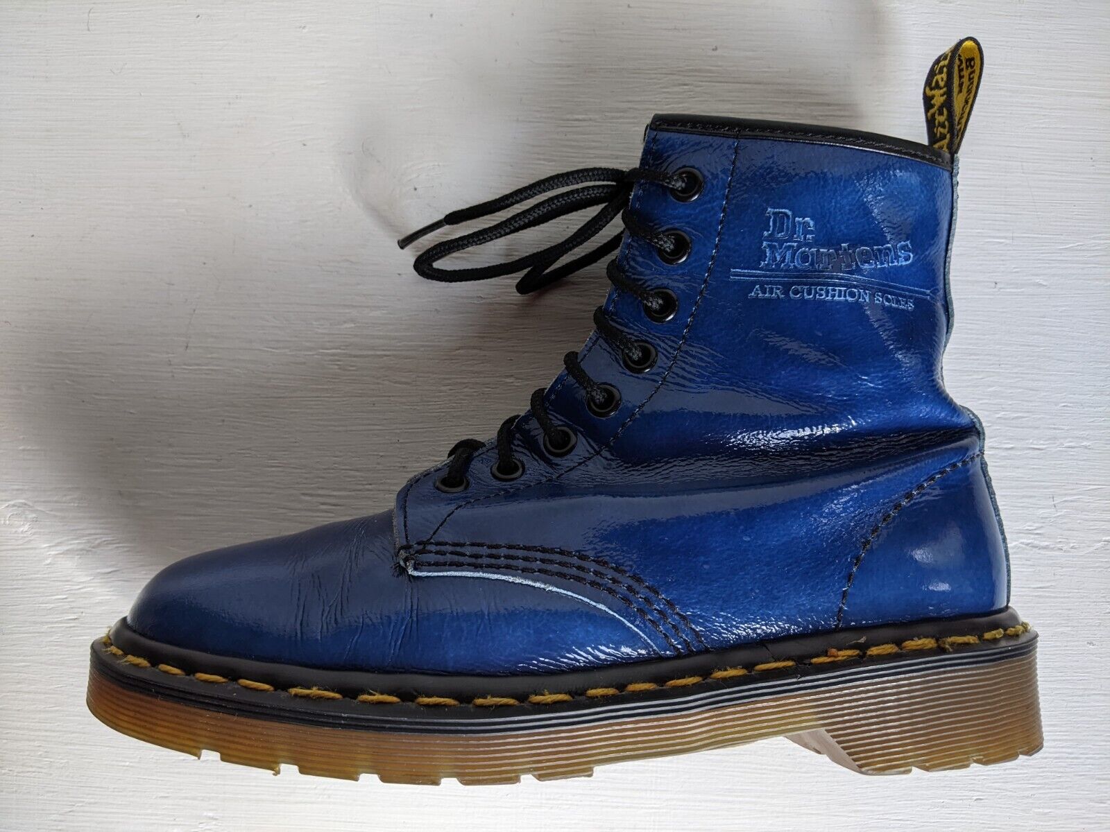 DR MARTENS BLUE SHINY LEATHER BOOTS SIZE 5UK MADE IN ENGLAND DR MARTENS BLUE SHINY LEATHER BOOTS SIZE 5UK MADE IN ENGLAND