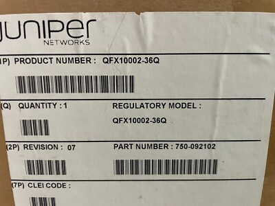 NEW OPEN BOX Juniper QFX10002-36Q QFX Series Switch 36 ports 750-092102