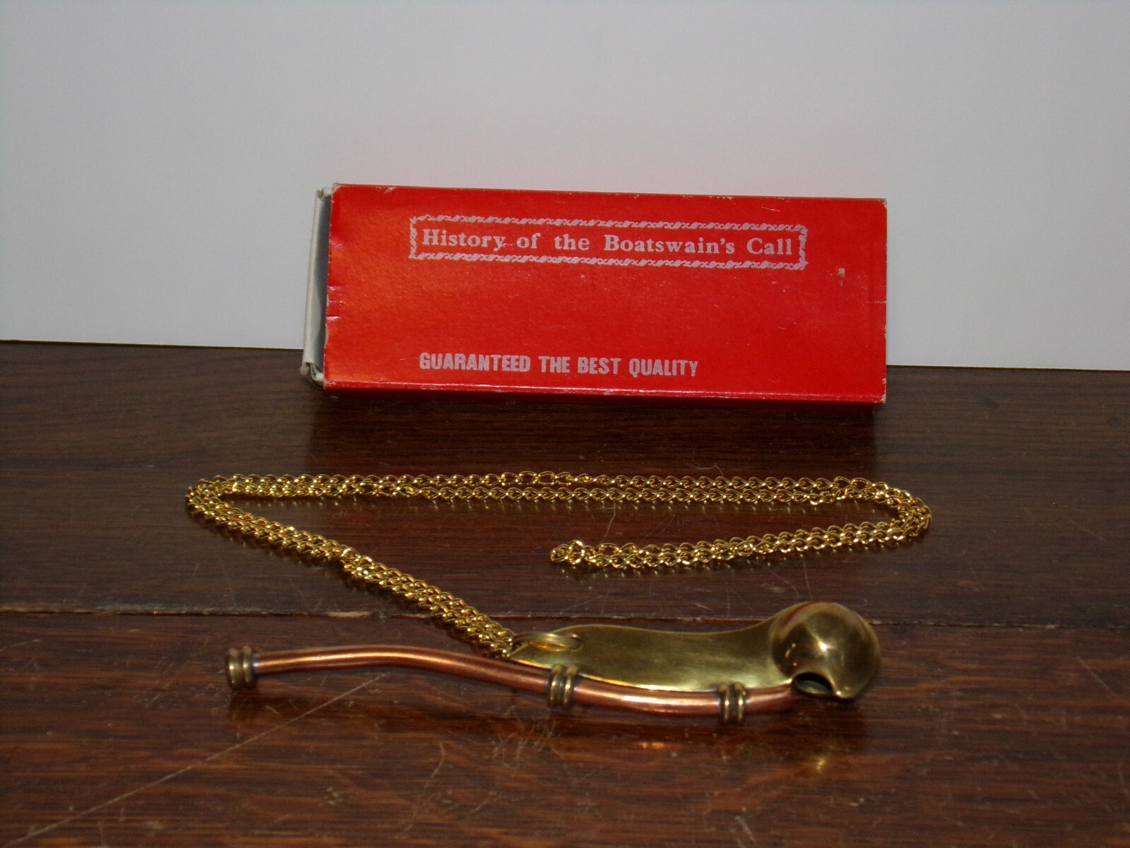 Vintage Boatswain's Call Brass and Copper Whistle in Box