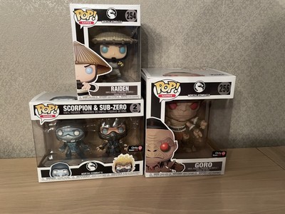 Lot 3 Figurines FUNKO POP  MORTAL KOMBAT X RAIDEN Goro Sub-zero Scorpion Exclu