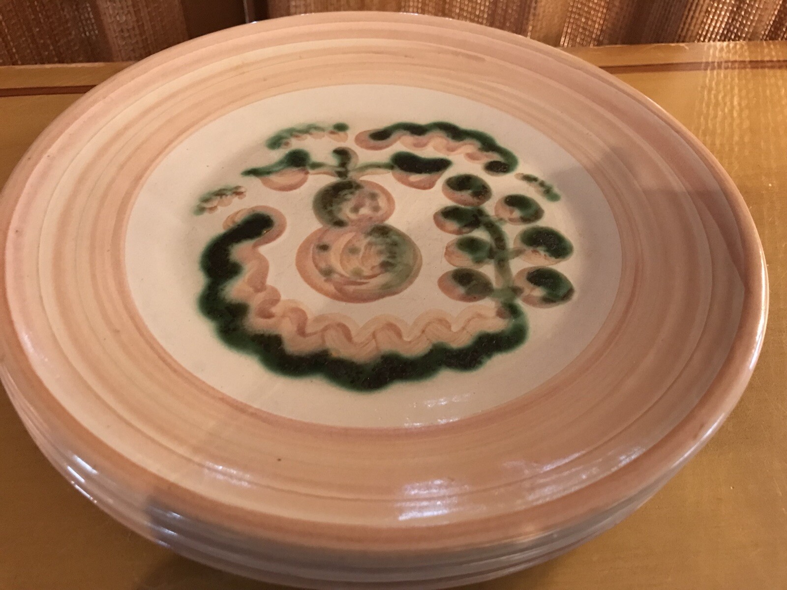 M A Hadley PEAR & GRAPE Pink - Set of 3 LUNCHEON PLATES 9