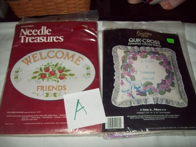 'A' vtg Needle Treasures Welcome wool Yarn NIB + Golden Bee kit Sister