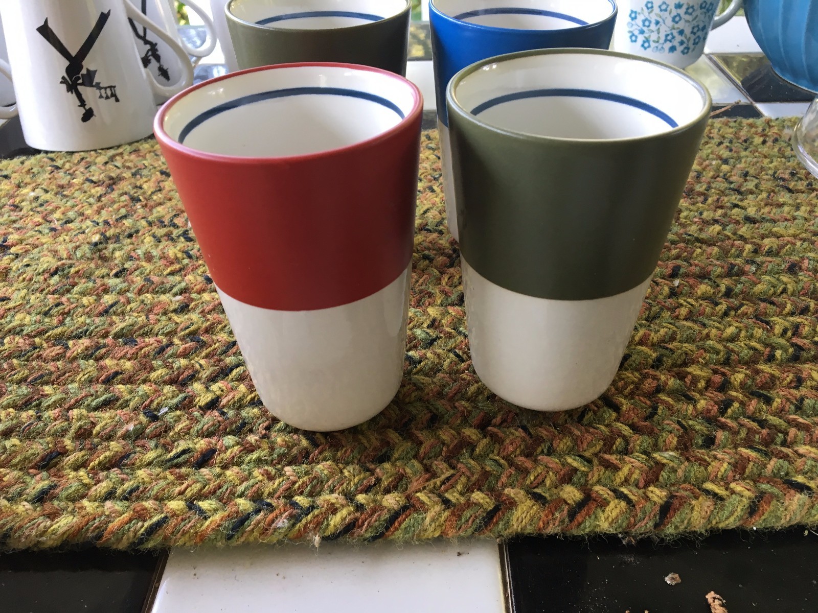 four FEED stoneware tumblers from TARGET...unique