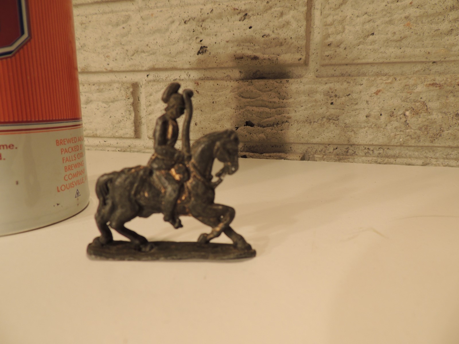 VINTAGE MOUNTED  OFFICER on HORSE figurine CAST IRON